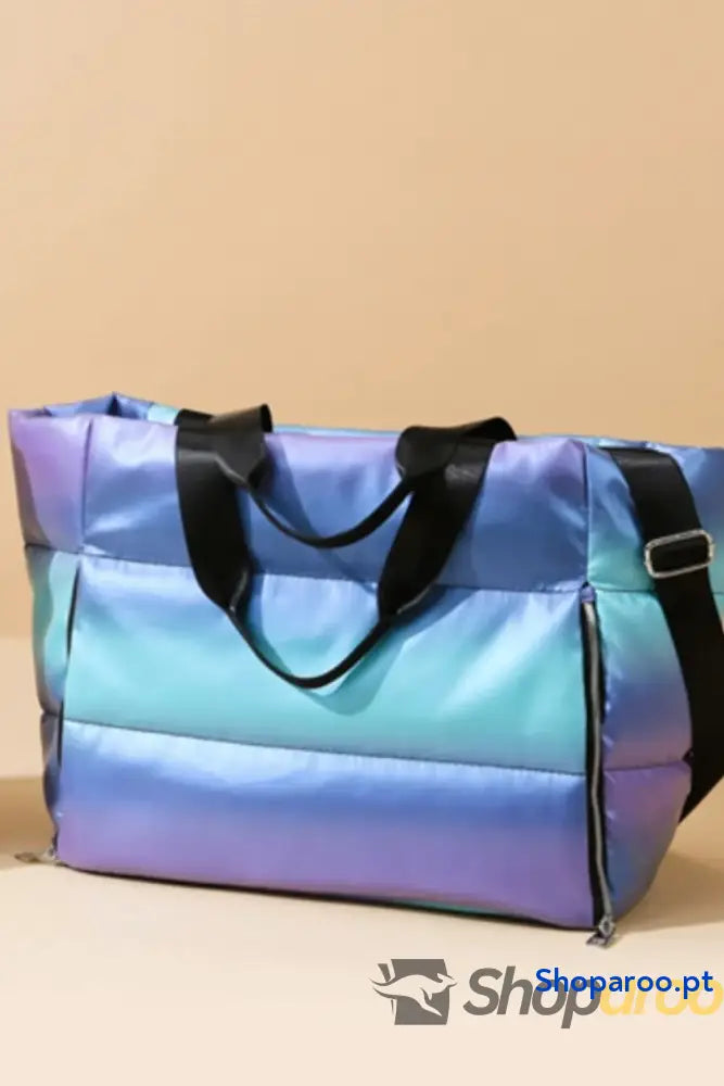 Gradient Quilted Travel Bag with Side Zippers
