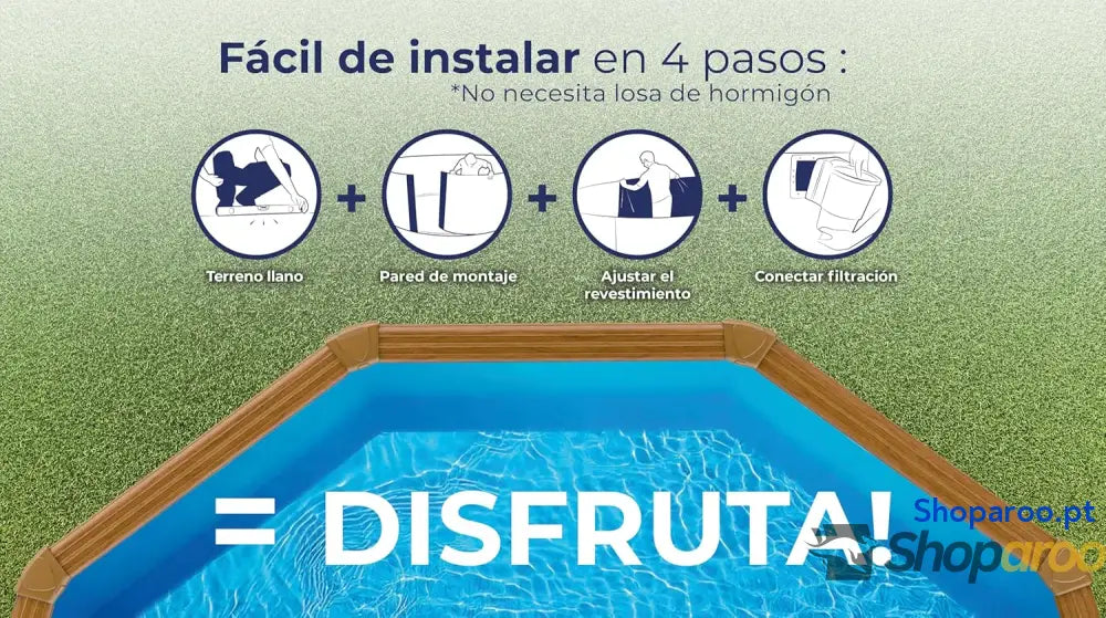 Gre KIT300W Piscina de aço elevada redonda com aspeto madeira piscinas removíveis para jardim 300 x 120 cm pacífico