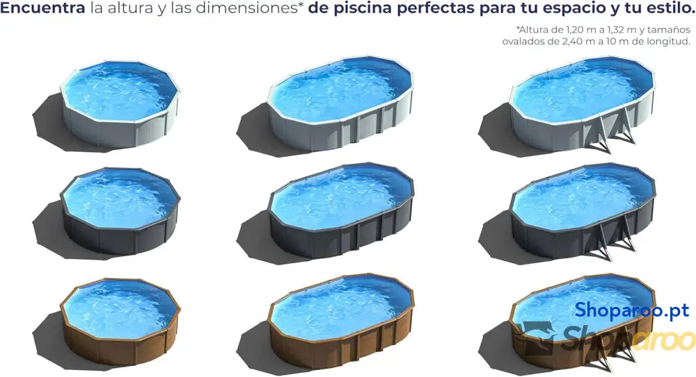 Gre KIT300W Piscina de aço elevada redonda com aspeto madeira piscinas removíveis para jardim 300 x 120 cm pacífico