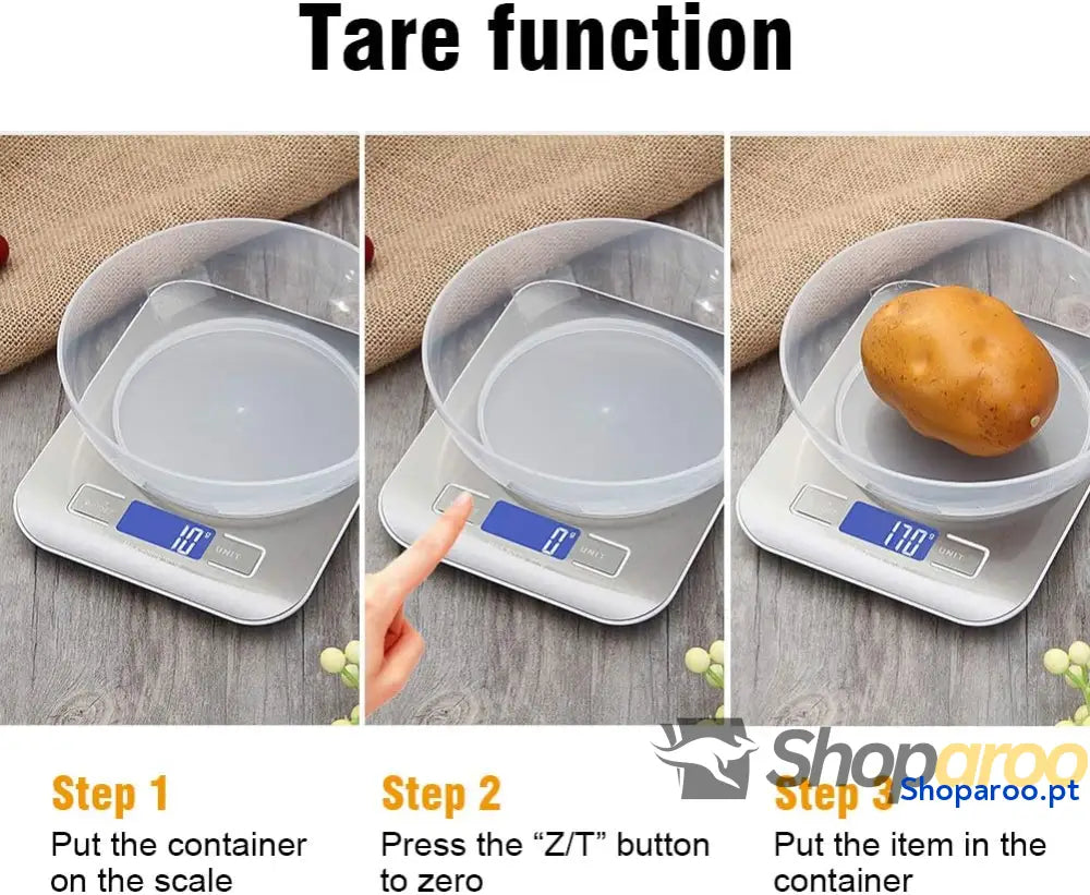 GRIFEMA GA2002 Balança de cozinha com ecrã LCD aço inoxidável balança alimentos multifuncional 5 kg/11 lbs cinzento: