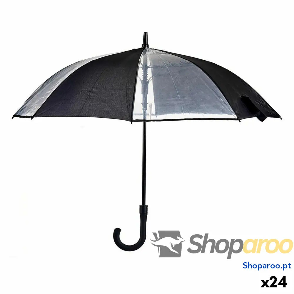 Guarda-Chuva Preto Transparente Metal Tecido 96 x 96 x 84,5 cm (24 Unidades)