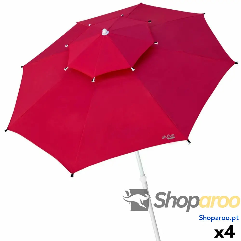 Guarda-sol Aktive Vermelho 280 x 263 x 280 cm (4 Unidades)