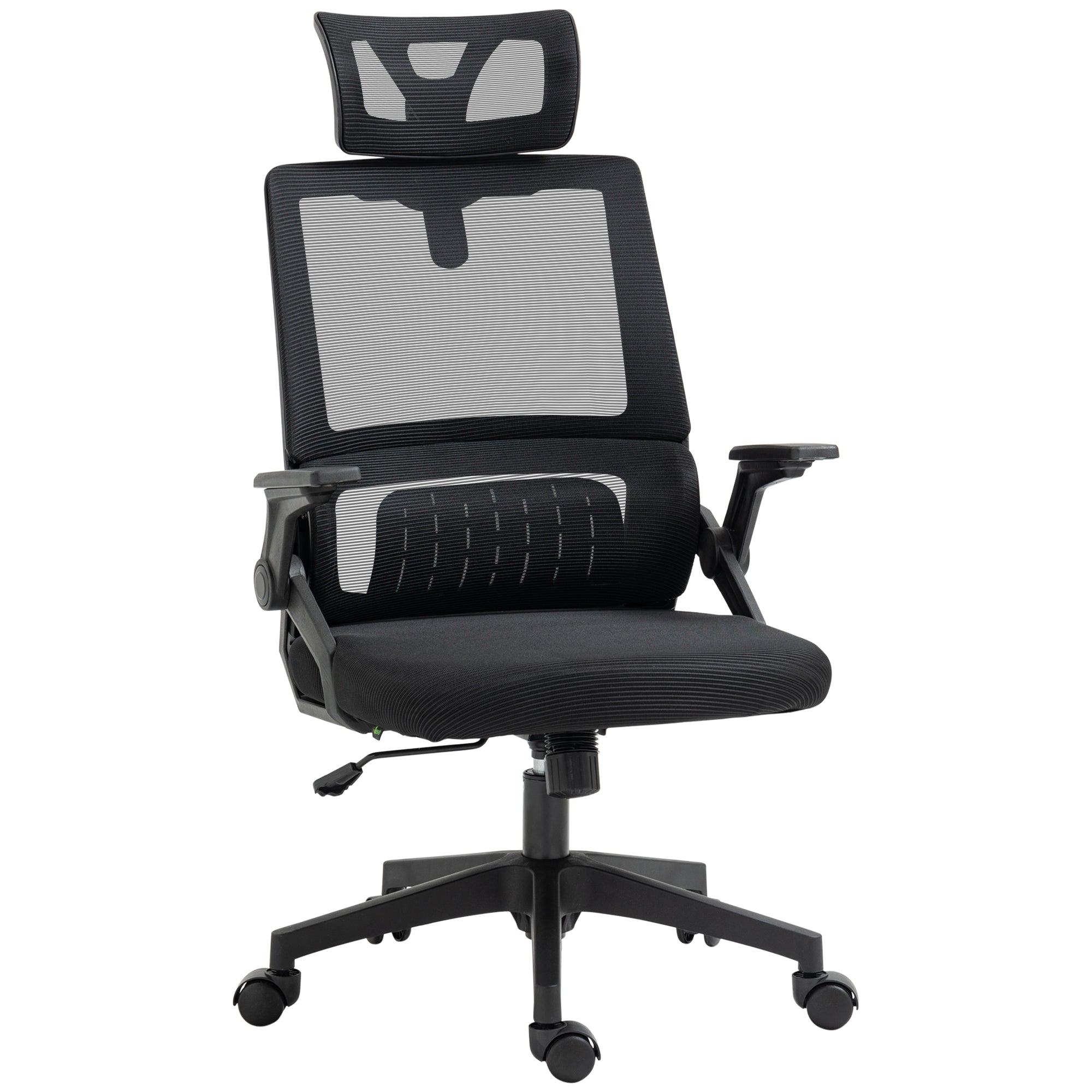 Cadeira de Escritório de Malha Cadeira de Escritório Giratória com Altura e Apoio para a Cabeça Ajustáveis 58x61x102-119 cm Preto