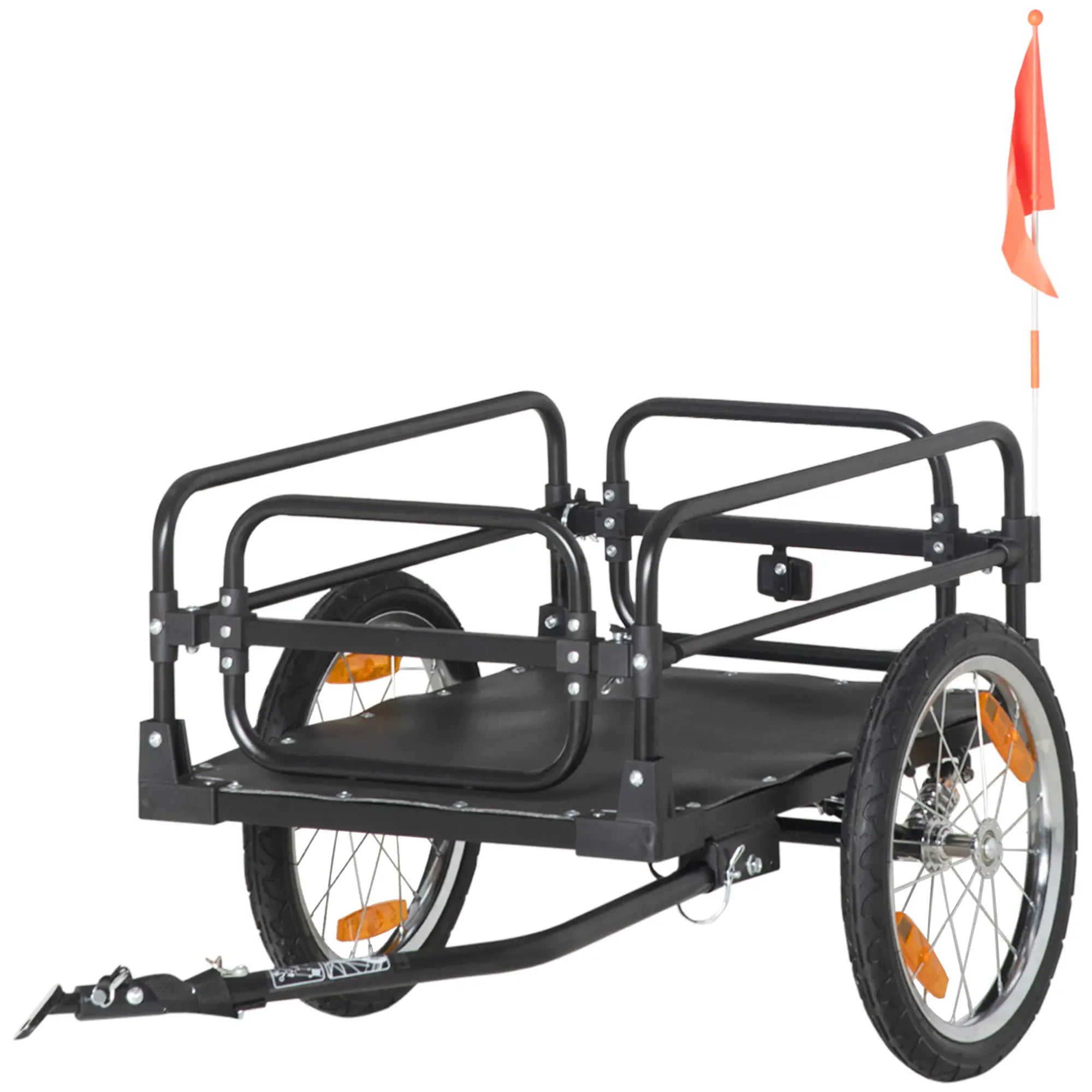 Reboque de carga para bicicletas 70L 40kg com refletores e bandeira