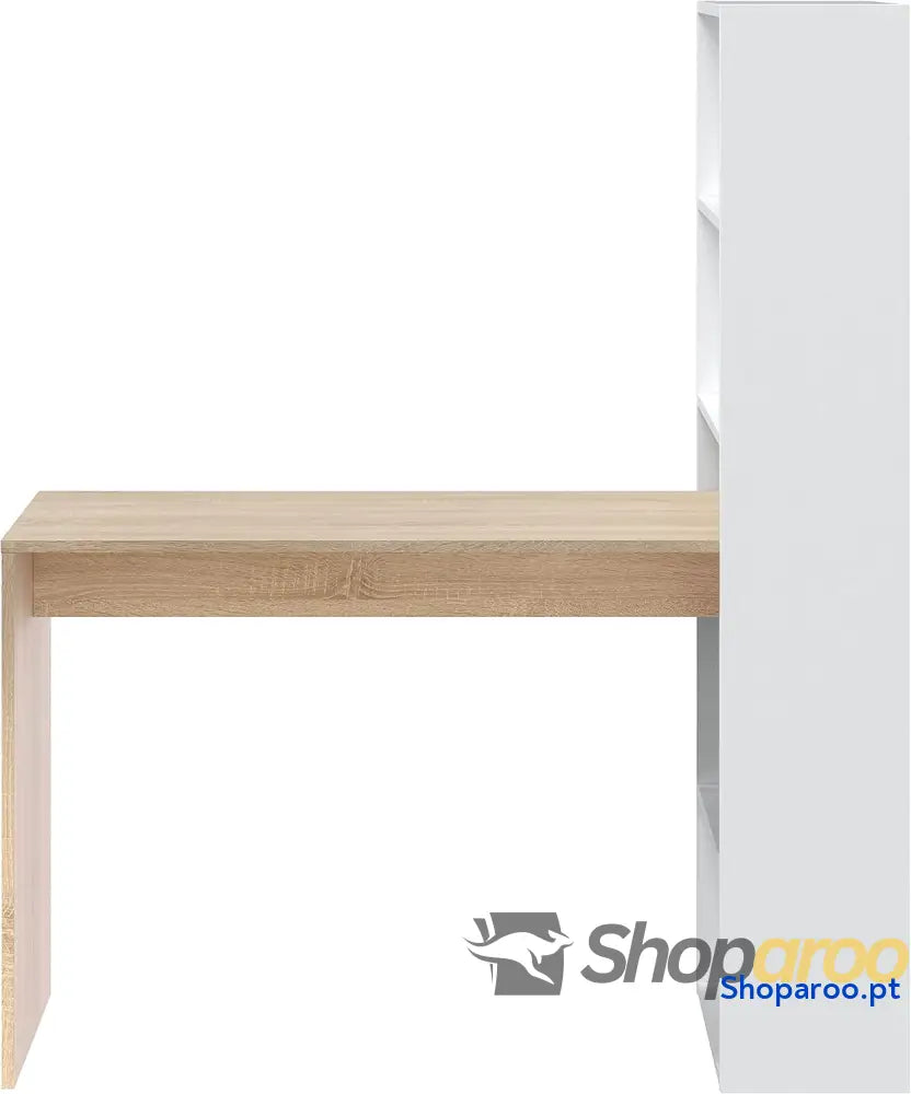 Habitdesign Mesa com prateleira reversível mesa de computador branco Artik e carvalho canadian modelo duplo medidas: