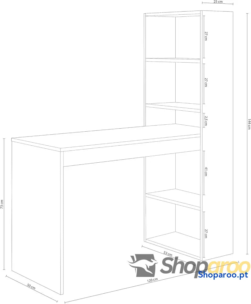 Habitdesign Mesa com prateleira reversível mesa de computador branco Artik e carvalho canadian modelo duplo medidas: