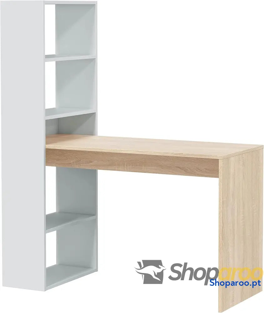 Habitdesign Mesa com prateleira reversível mesa de computador branco Artik e carvalho canadian modelo duplo medidas: