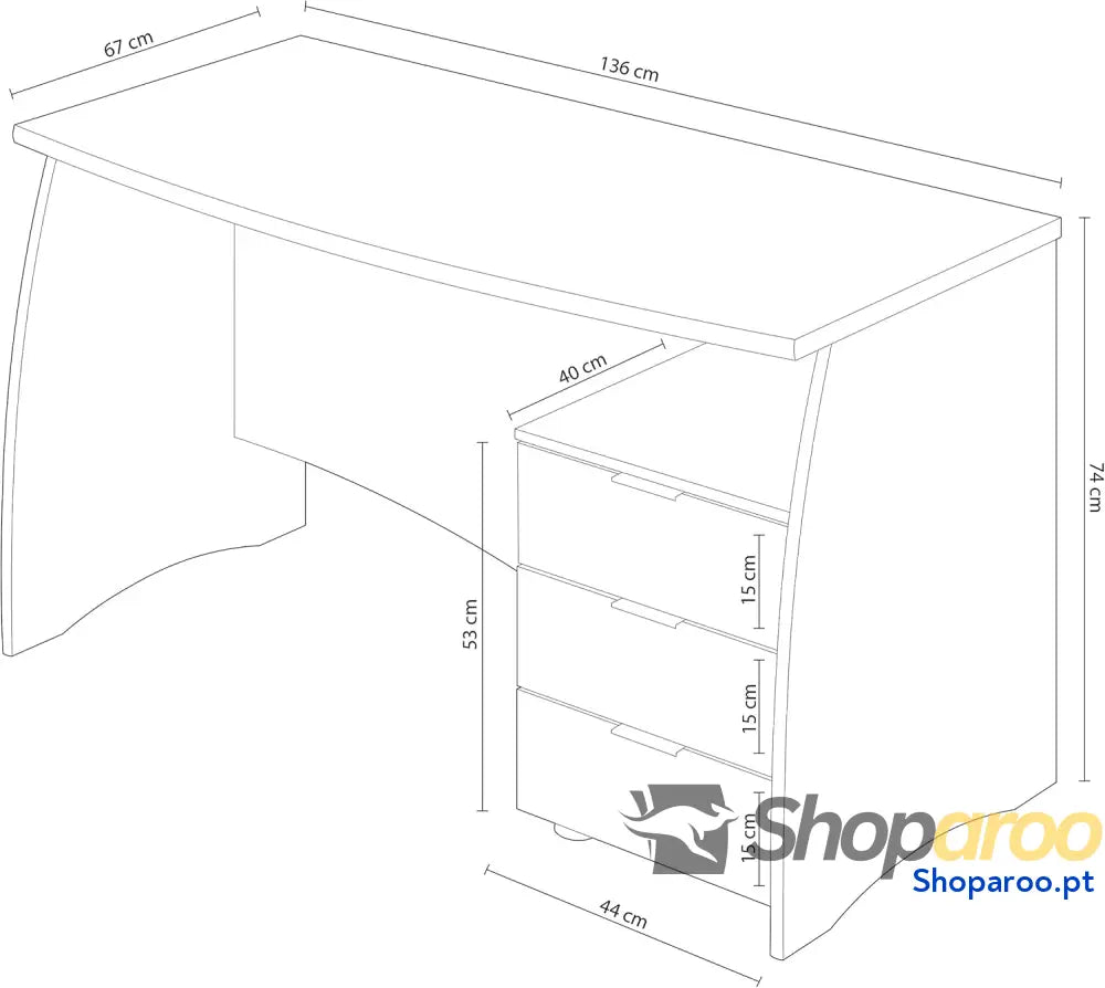 Habitdesign Mesa de Despacho con 3 Cajones Oficina o Estudio Modelo Stil Acabado en Balnco Artik y Roble Canadian