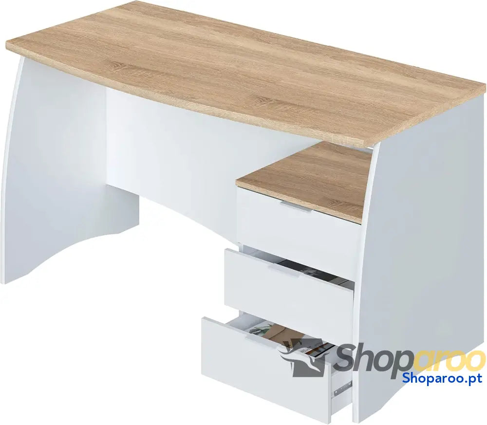 Habitdesign Mesa de Despacho con 3 Cajones Oficina o Estudio Modelo Stil Acabado en Balnco Artik y Roble Canadian