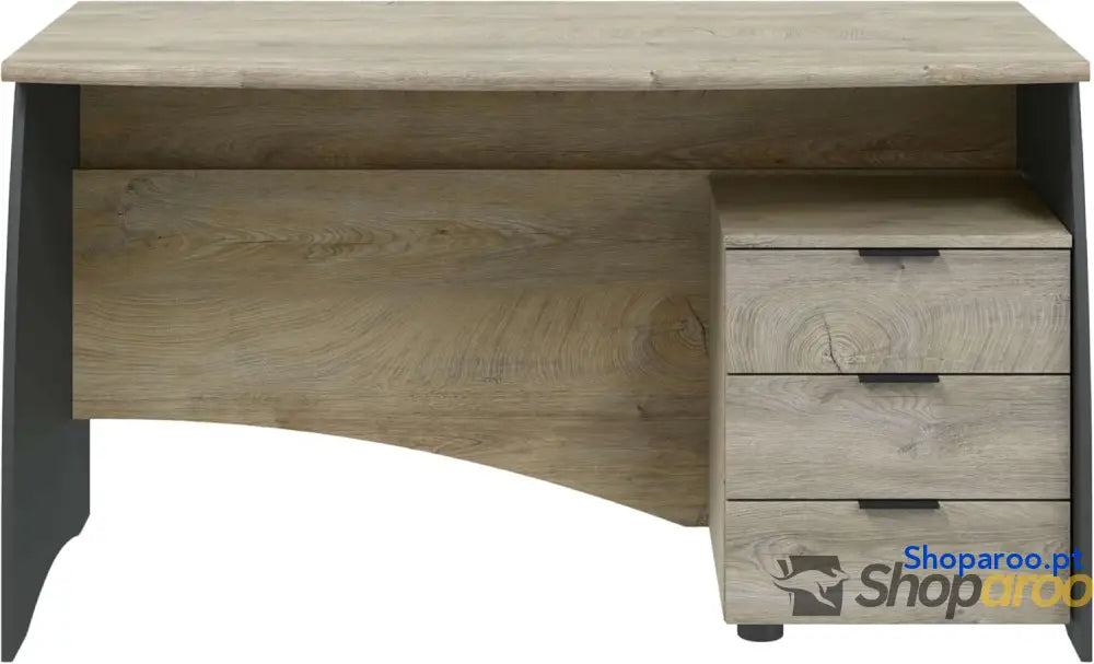 Habitdesign Mesa de escritório com 3 gavetas mesa ou estúdio modelo Stil acabamento em cinzento antracite e carvalho