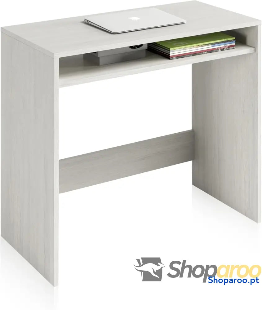 Habitdesign Secretária mesa de computador acabamento em cor carvalho medidas 79 x 43 cm fundo