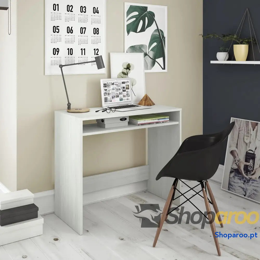 Habitdesign Secretária mesa de computador acabamento em cor carvalho medidas 79 x 43 cm fundo