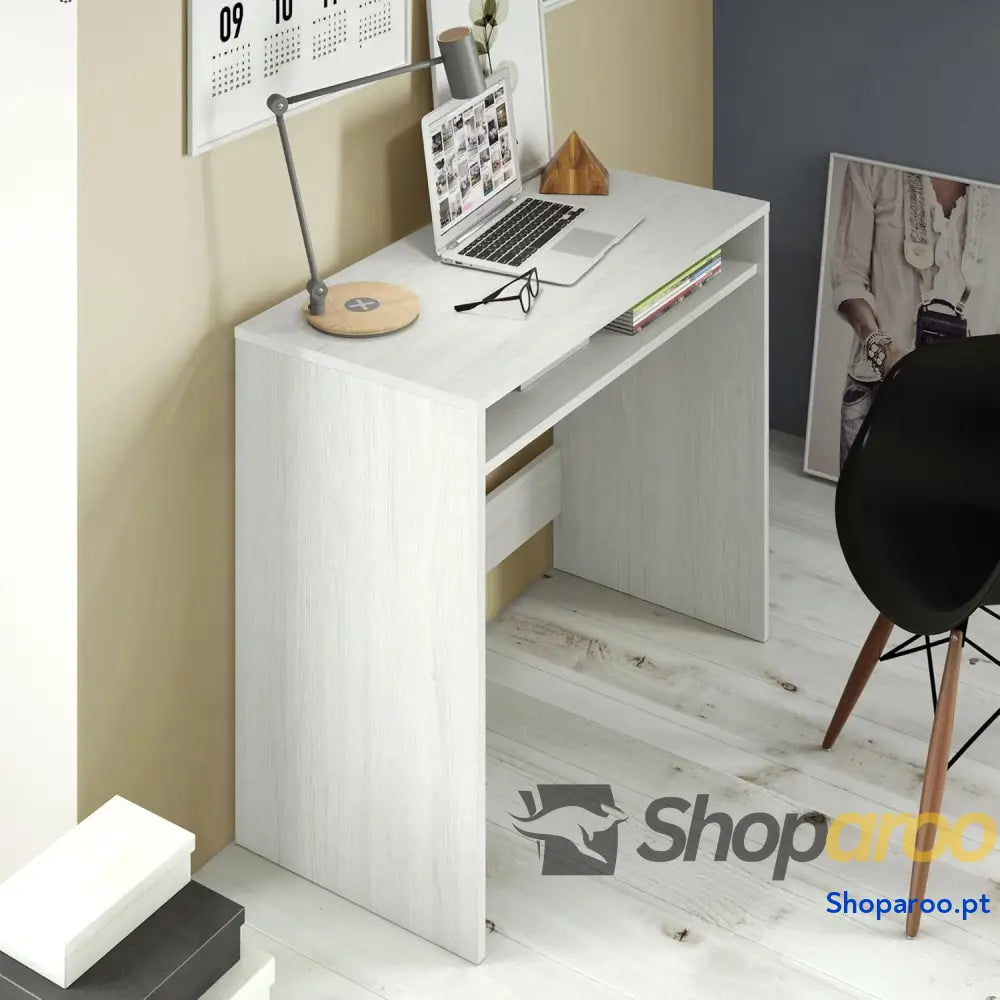 Habitdesign Secretária mesa de computador acabamento em cor carvalho medidas 79 x 43 cm fundo