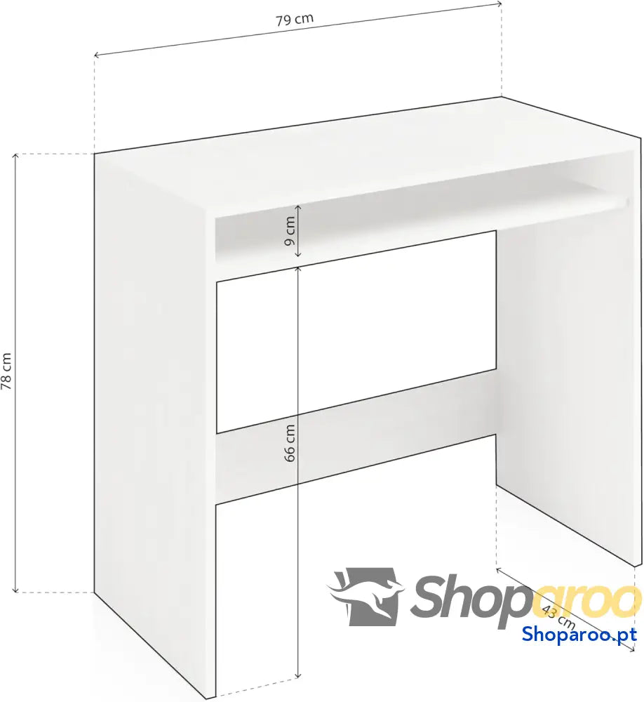 Habitdesign Secretária mesa de computador acabamento em cor carvalho medidas 79 x 43 cm fundo