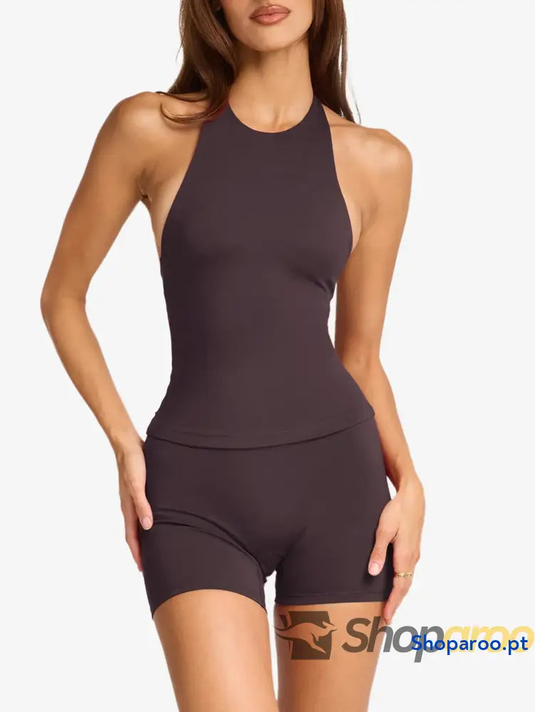 Halter Neck Cami and Shorts Active Set