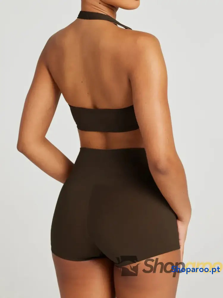 Halter Neck Cami and Shorts Active Set