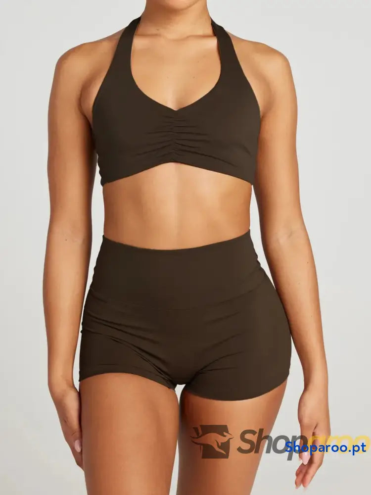 Halter Neck Cami and Shorts Active Set