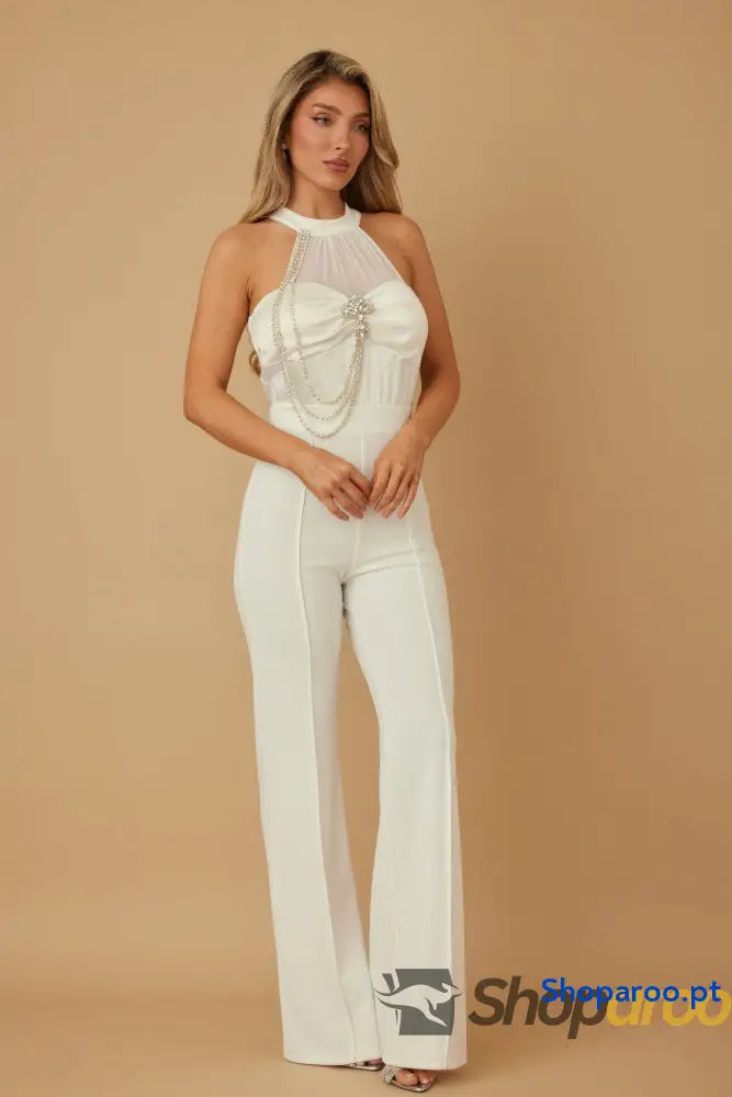 Halter Style Jumpsuit With Drag Chain