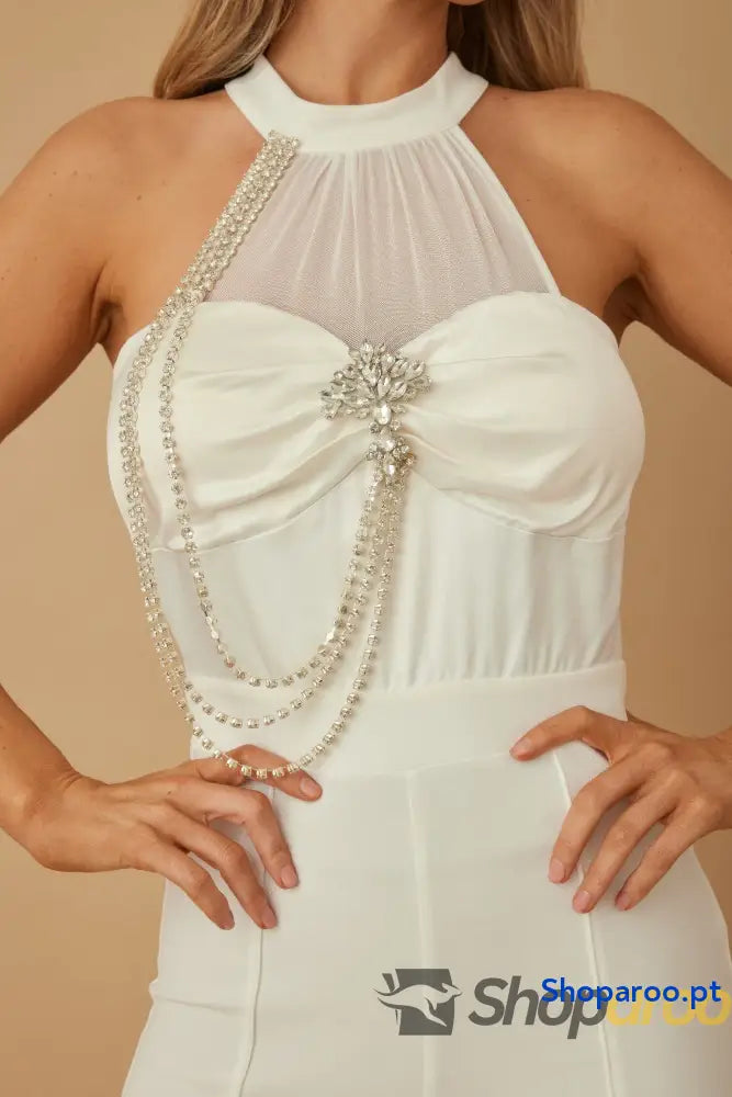 Halter Style Jumpsuit With Drag Chain