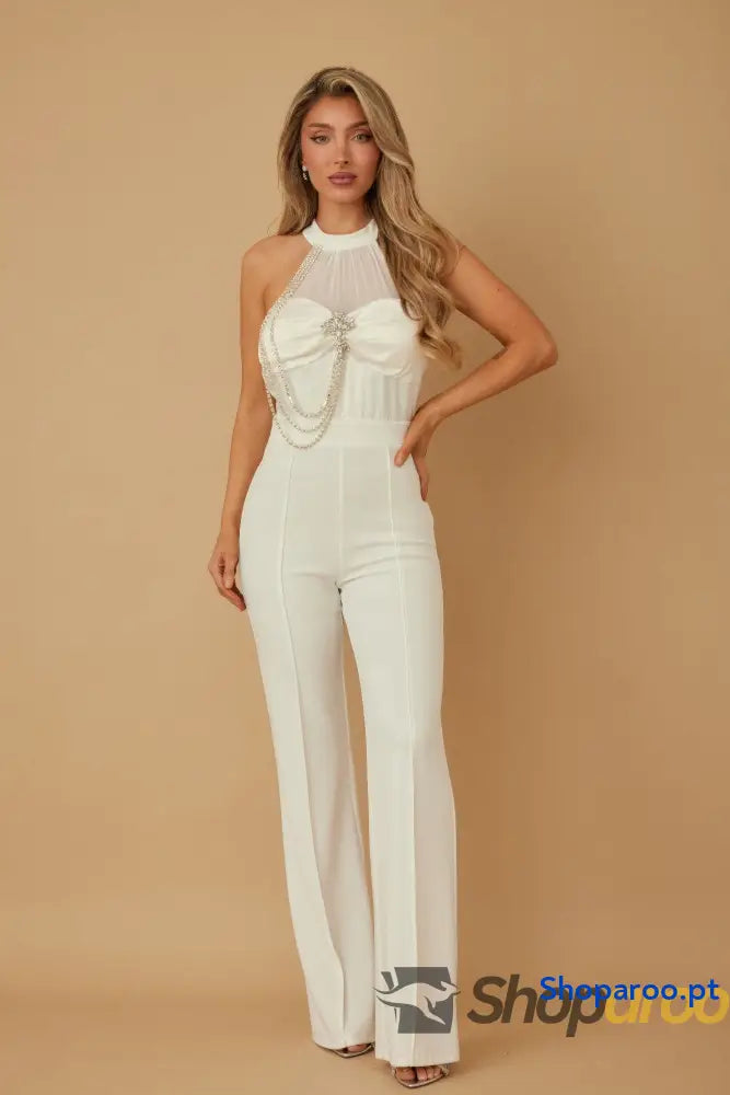 Halter Style Jumpsuit With Drag Chain