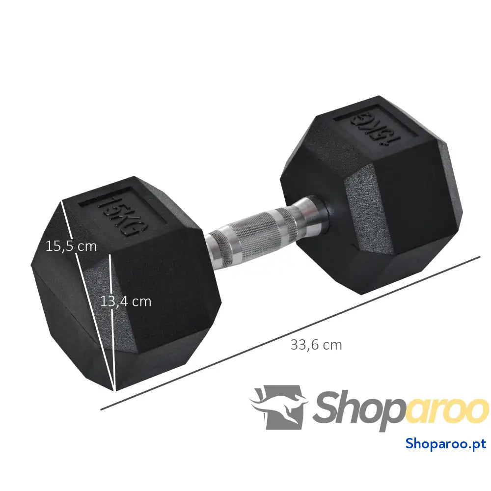 Haltere Hexagonal 15 kg com Barra Metálica para Ginásio e Casa