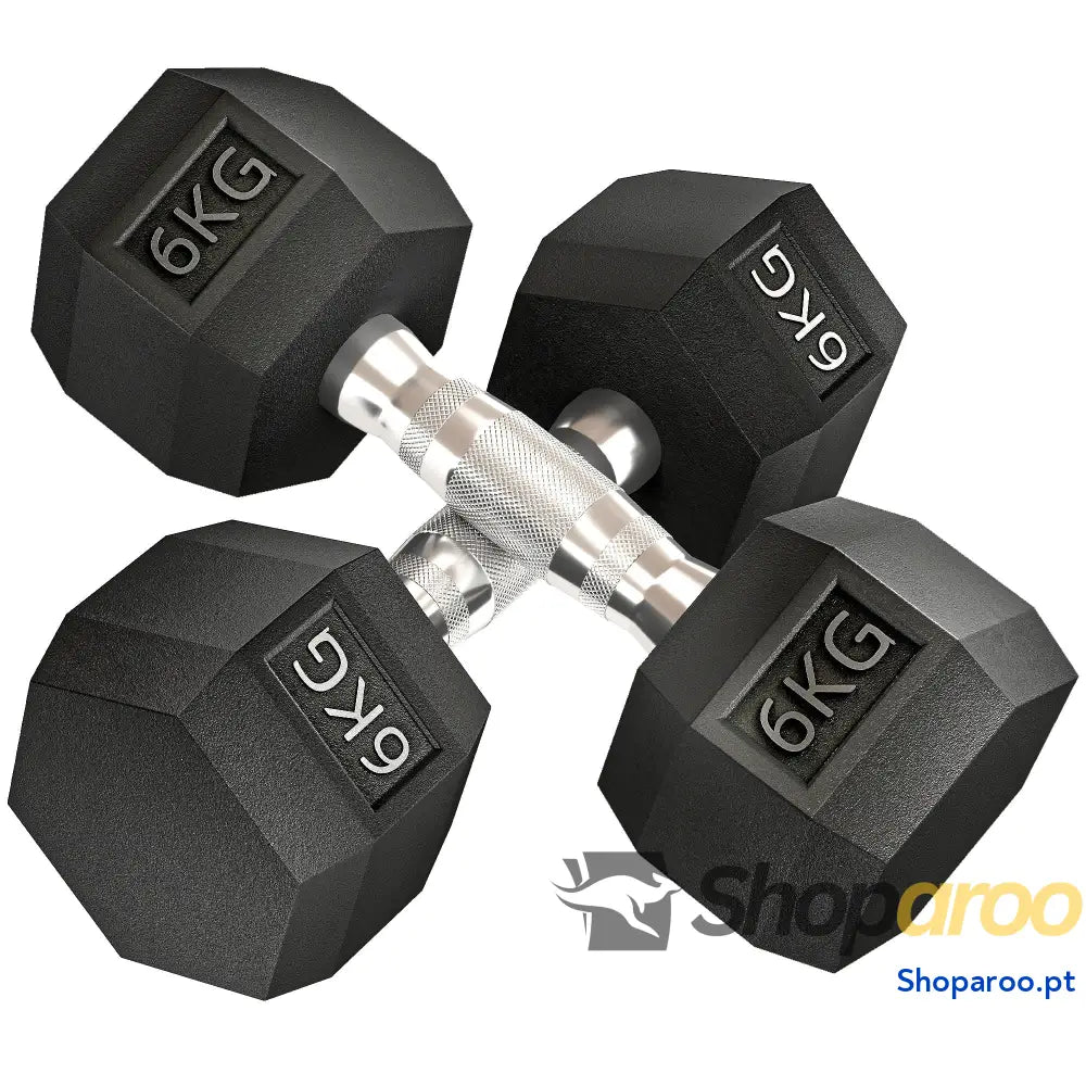 Haltere Hexagonal 15 kg com Barra Metálica para Ginásio e Casa