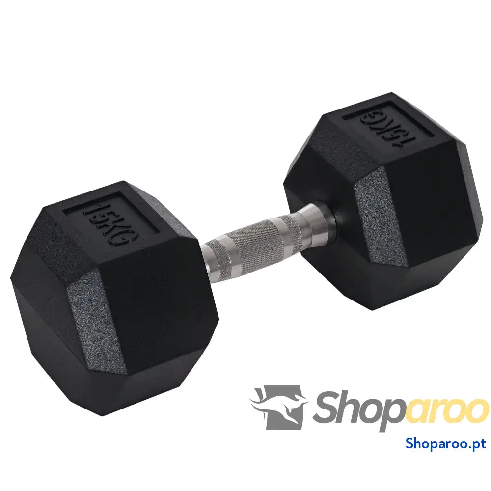 Haltere Hexagonal 15 kg com Barra Metálica para Ginásio e Casa