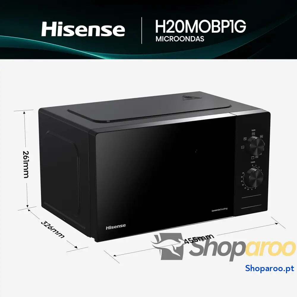 Hisense H20MOBP1G micro ondas com brilho de 20 l 700 W potência 800 Grill revestimento cerâmico vidro premium 5 níveis