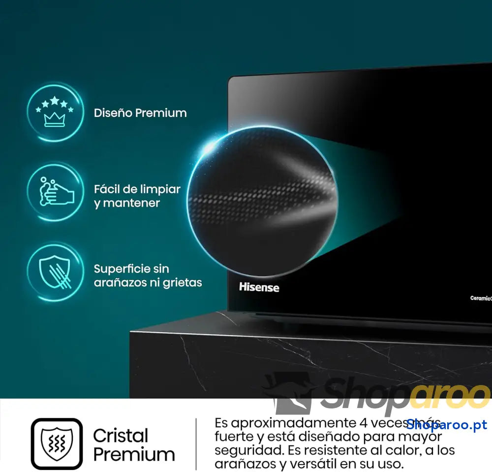 Hisense H20MOBP1G micro ondas com brilho de 20 l 700 W potência 800 Grill revestimento cerâmico vidro premium 5 níveis