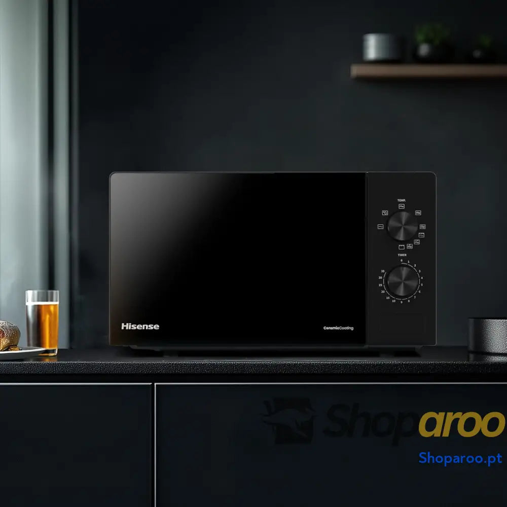 Hisense H20MOBP1G micro ondas com brilho de 20 l 700 W potência 800 Grill revestimento cerâmico vidro premium 5 níveis