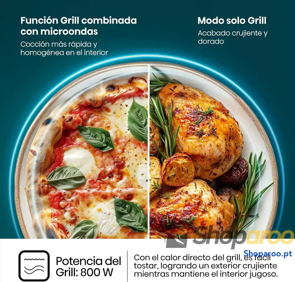 Hisense H20MOBP1G micro ondas com brilho de 20 l 700 W potência 800 Grill revestimento cerâmico vidro premium 5 níveis