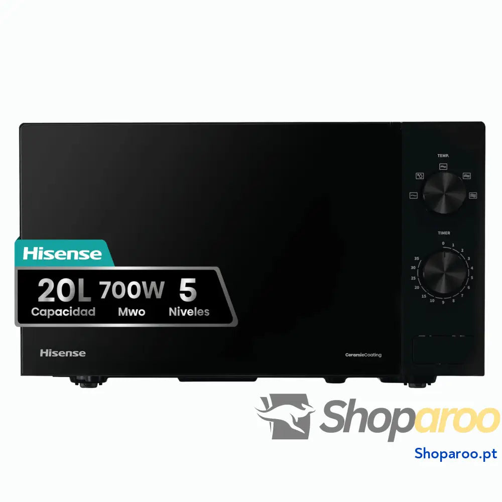 Hisense H20MOBP1G micro ondas com brilho de 20 l 700 W potência 800 Grill revestimento cerâmico vidro premium 5 níveis