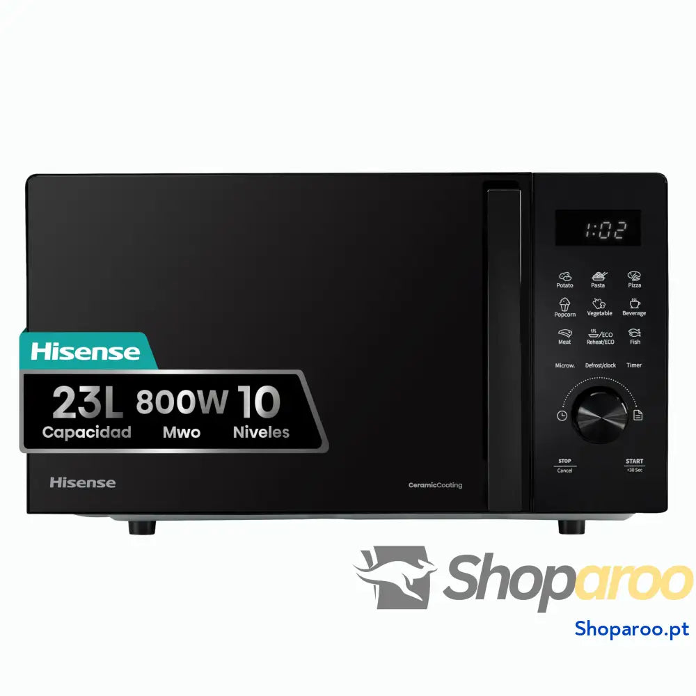 Hisense H20MOBP1G micro ondas com brilho de 20 l 700 W potência 800 Grill revestimento cerâmico vidro premium 5 níveis