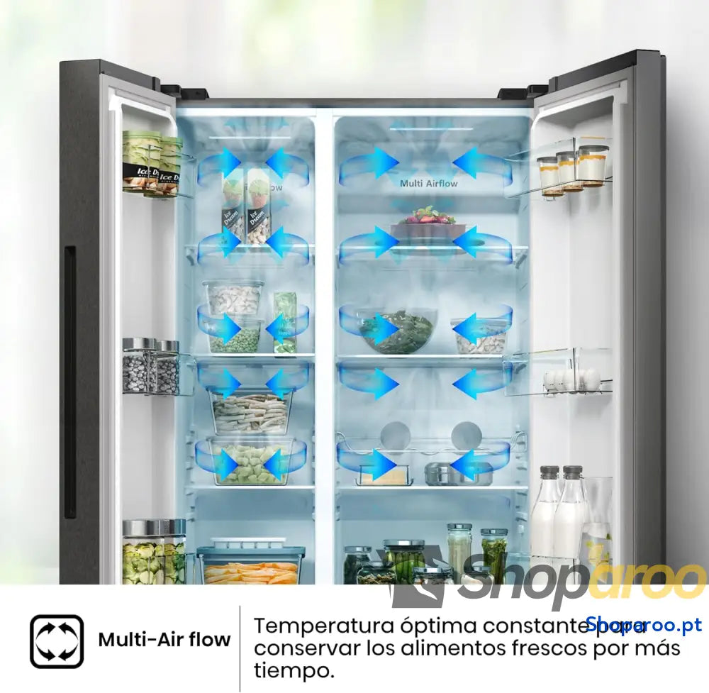 Hisense RS711N4ACE Frigorífico Side by capacidade 547 l com 178,6 cm de altura sem rost super frio alarme porta aberta