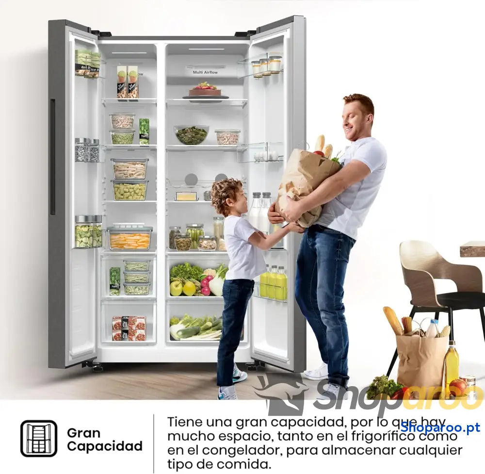 Hisense RS711N4ACE Frigorífico Side by capacidade 547 l com 178,6 cm de altura sem rost super frio alarme porta aberta