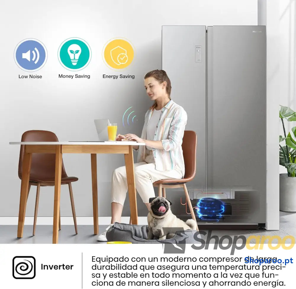 Hisense RS711N4ACE Frigorífico Side by capacidade 547 l com 178,6 cm de altura sem rost super frio alarme porta aberta