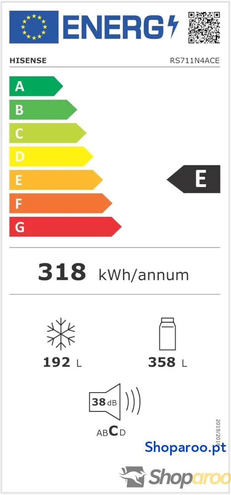 Hisense RS711N4ACE Frigorífico Side by capacidade 547 l com 178,6 cm de altura sem rost super frio alarme porta aberta