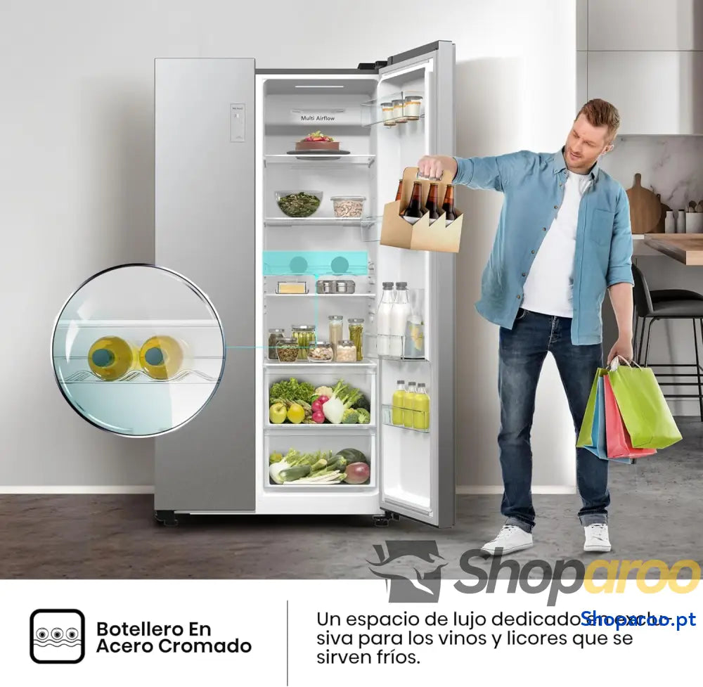 Hisense RS711N4ACE Frigorífico Side by capacidade 547 l com 178,6 cm de altura sem rost super frio alarme porta aberta