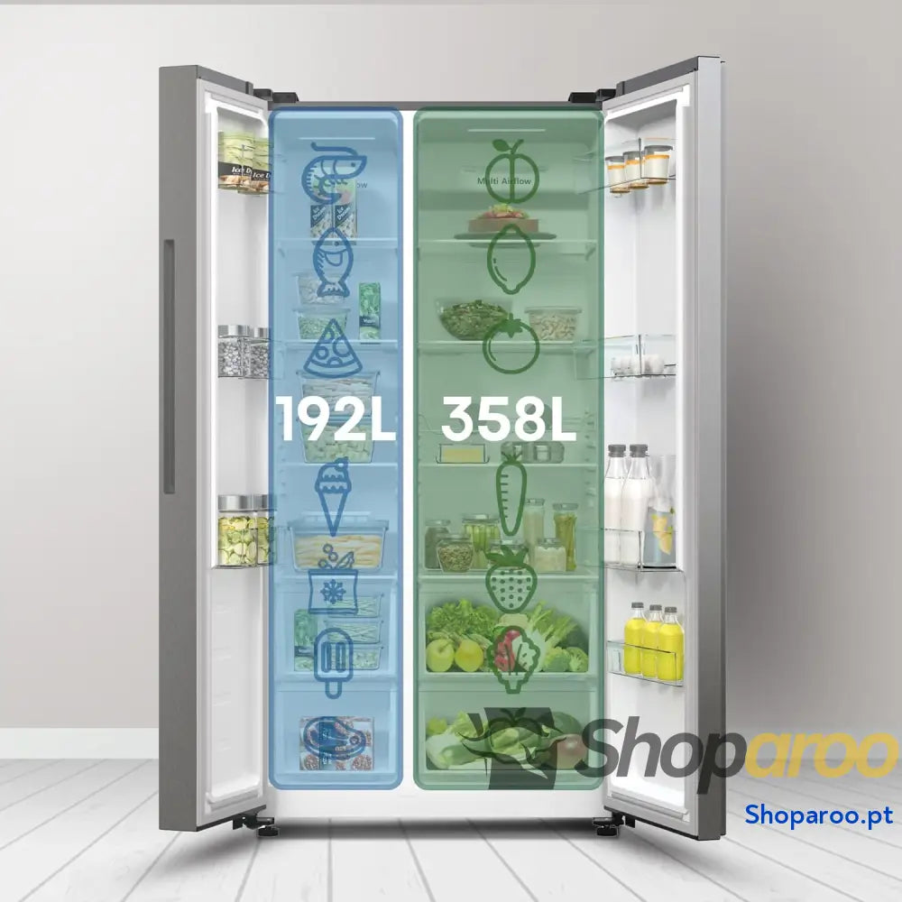 Hisense RS711N4ACE Frigorífico Side by capacidade 547 l com 178,6 cm de altura sem rost super frio alarme porta aberta