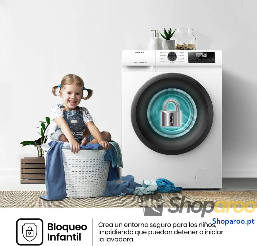 Hisense WF1Q8041BW2 Máquina de lavar roupa classe A 8 kg 1400 rpm altura 85 cm x largura 60 branco função vapor 99,9%