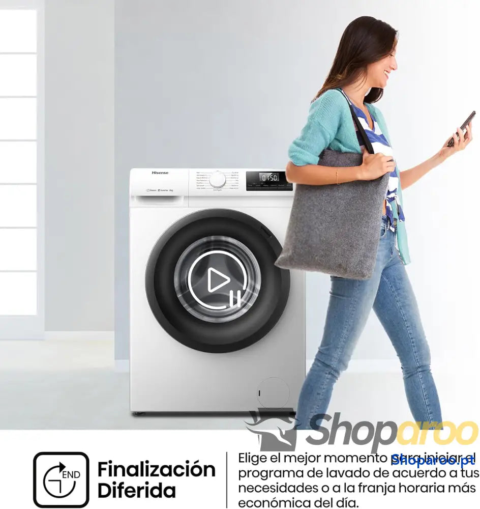 Hisense WF1Q8041BW2 Máquina de lavar roupa classe A 8 kg 1400 rpm altura 85 cm x largura 60 branco função vapor 99,9%