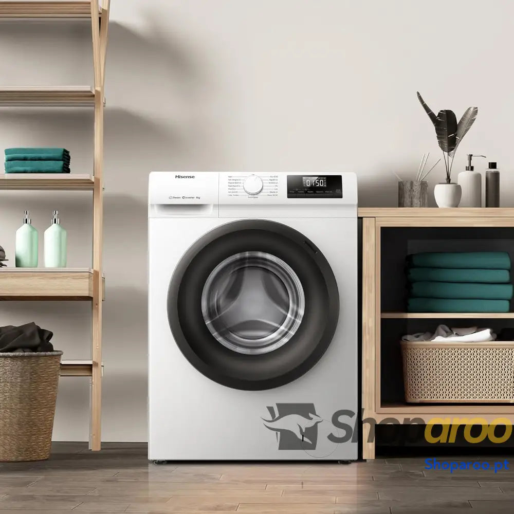 Hisense WF1Q8041BW2 Máquina de lavar roupa classe A 8 kg 1400 rpm altura 85 cm x largura 60 branco função vapor 99,9%