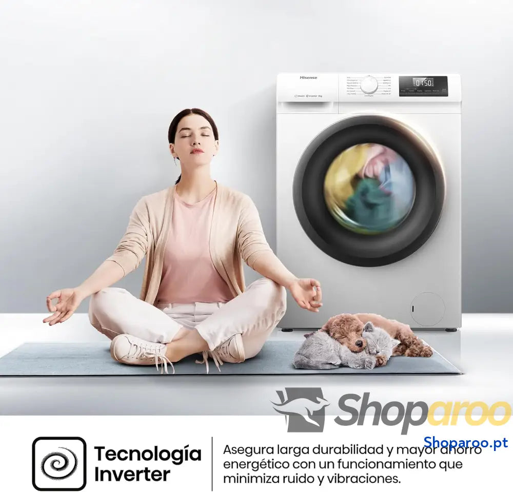 Hisense WF1Q8041BW2 Máquina de lavar roupa classe A 8 kg 1400 rpm altura 85 cm x largura 60 branco função vapor 99,9%