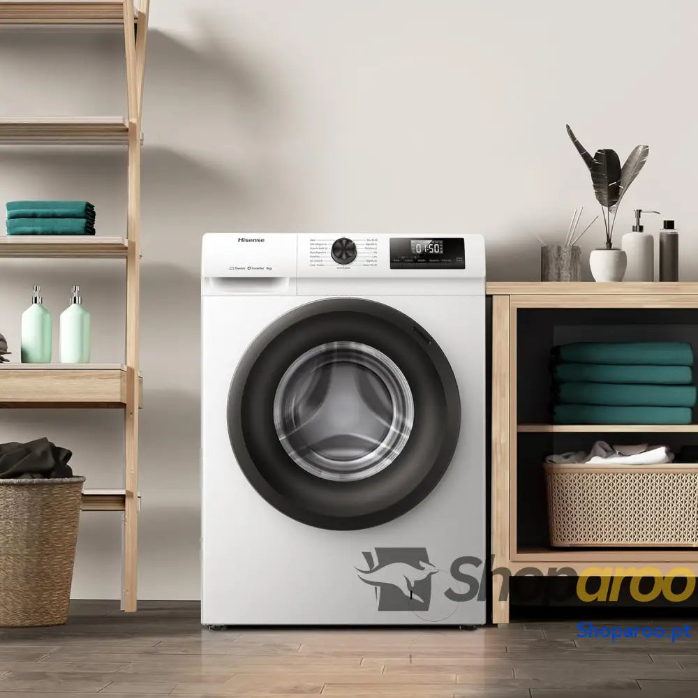 Hisense WF1Q8041BW2 Máquina de lavar roupa classe A 8 kg 1400 rpm altura 85 cm x largura 60 branco função vapor 99,9%