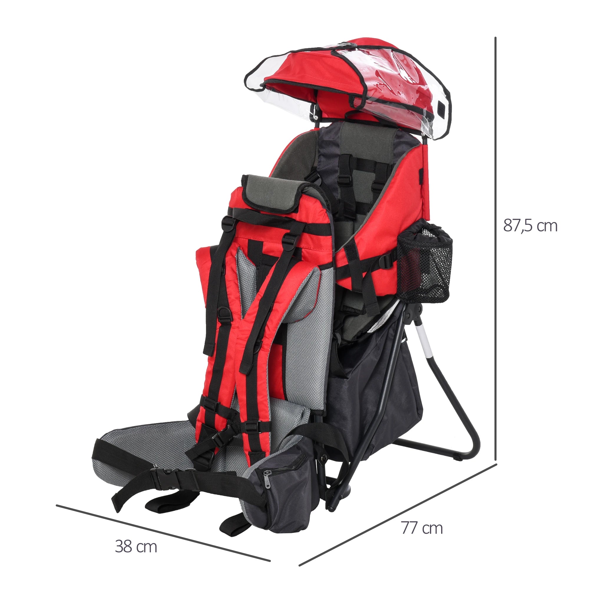 Mochila Porta Bebés Dobrável Ergonómica com Assento Confortável Vermelho