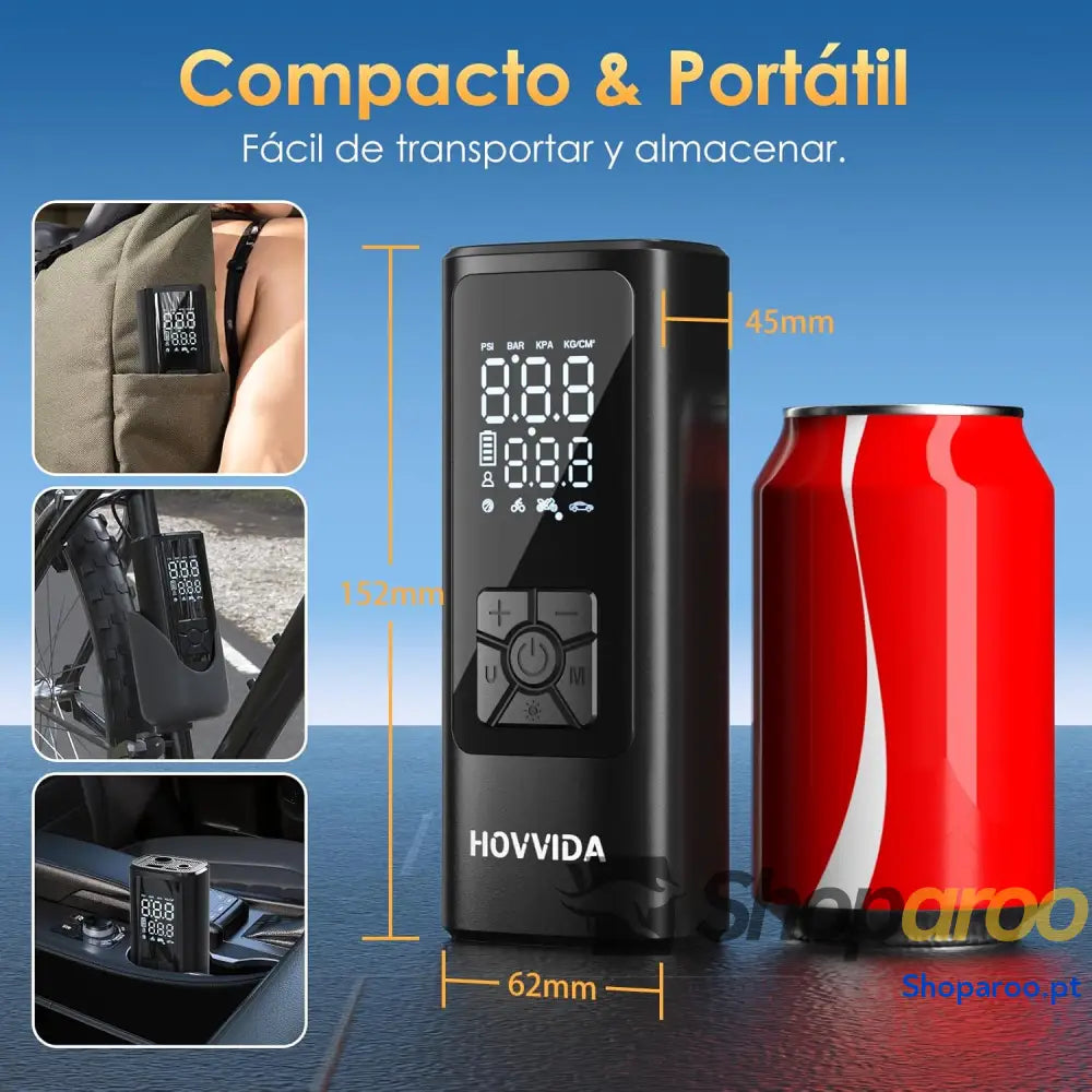 Compressor de ar portátil insuflador rodas carro 150 PSI (10,3 bar) 5 V compressor bicicleta bateria recarregável