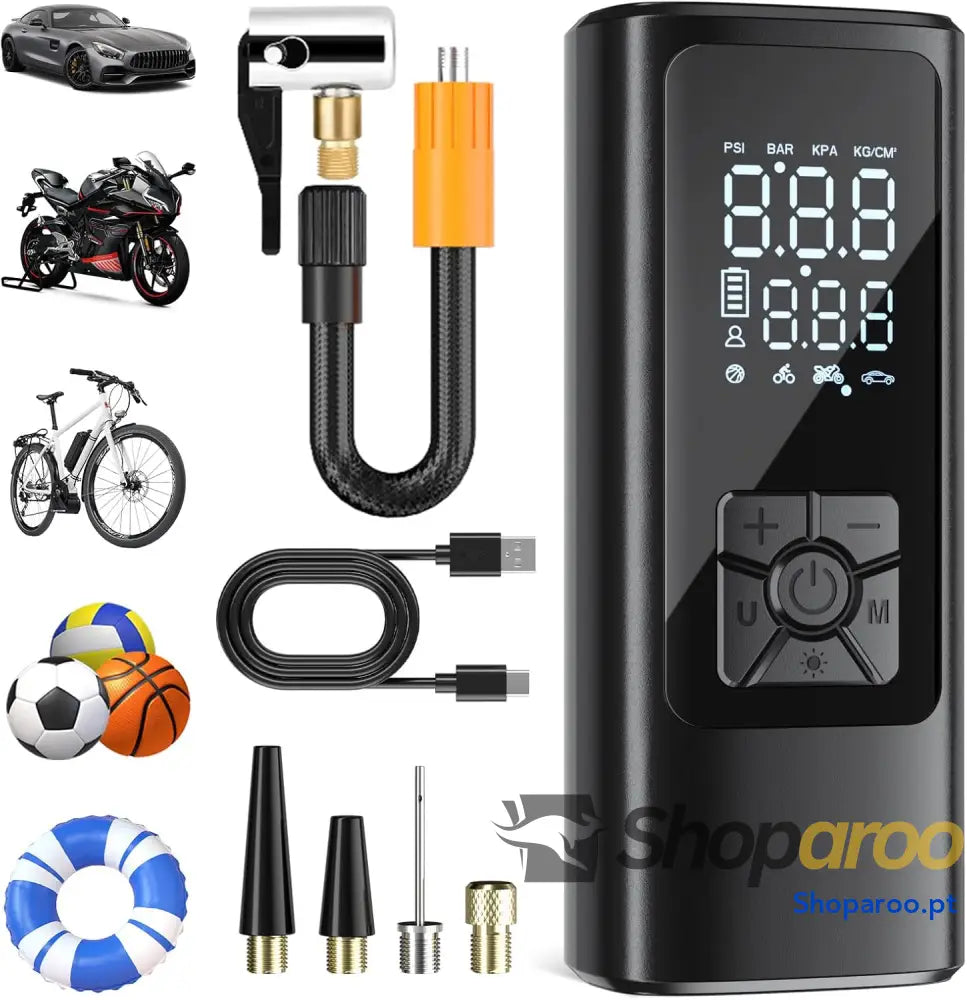 Compressor de ar portátil insuflador rodas carro 150 PSI (10,3 bar) 5 V compressor bicicleta bateria recarregável