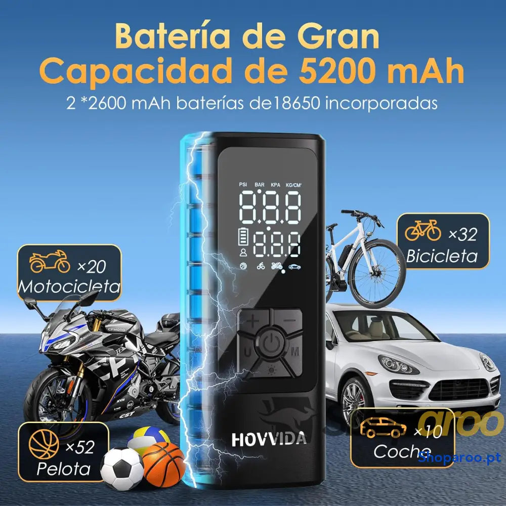 Compressor de ar portátil insuflador rodas carro 150 PSI (10,3 bar) 5 V compressor bicicleta bateria recarregável