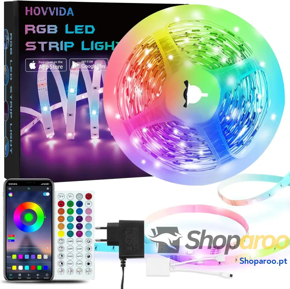 Faixa LED 5 m 30 LED/metro 24 V RGB luzes 150 APP e controlo remoto modo de música para quarto sala cozinha bar festa