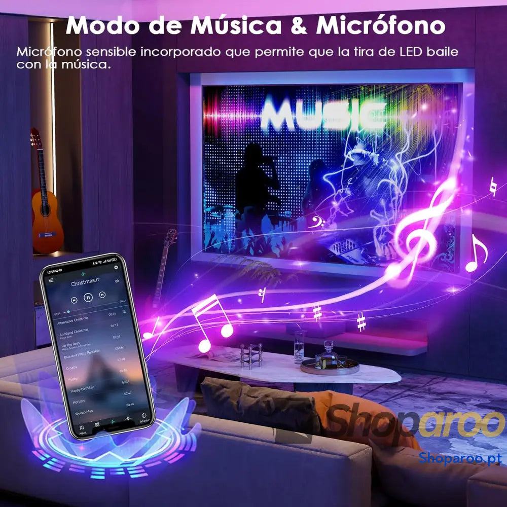 Faixa LED 5 m 30 LED/metro 24 V RGB luzes 150 APP e controlo remoto modo de música para quarto sala cozinha bar festa